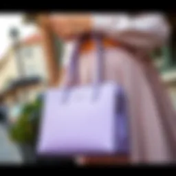 A stylish lavender handbag paired with a chic outfit.
