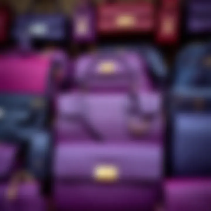 Shades of Purple Bags Collection Different shades of purple bags displayed together.