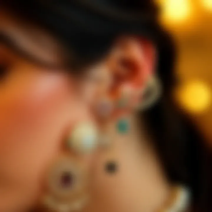 Elegant multi-earring combination showcasing unique styles