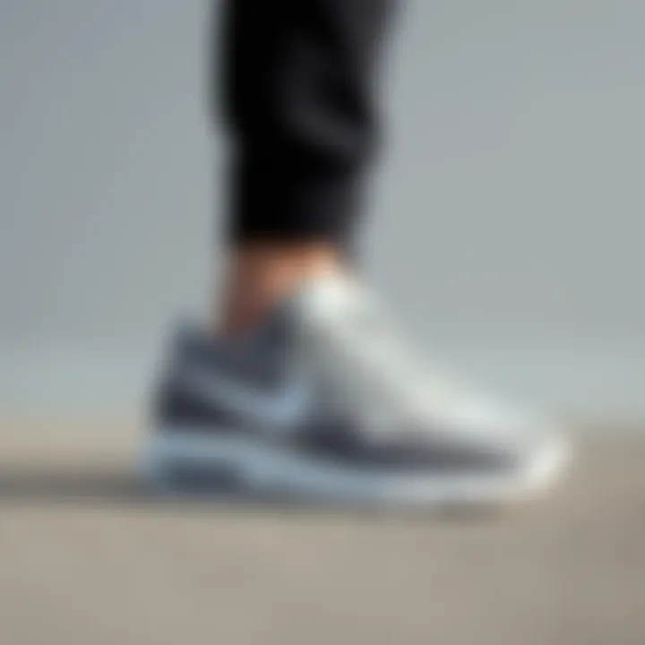 Sleek Design of Nike Grey Sports Shoes Stylish grey Nike sports shoes on a minimalist background