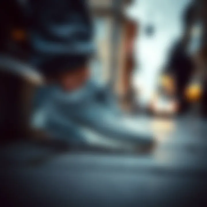 Nike Grey Sports Shoes in Urban Fashion Nike grey sports shoes featured in a street style setting