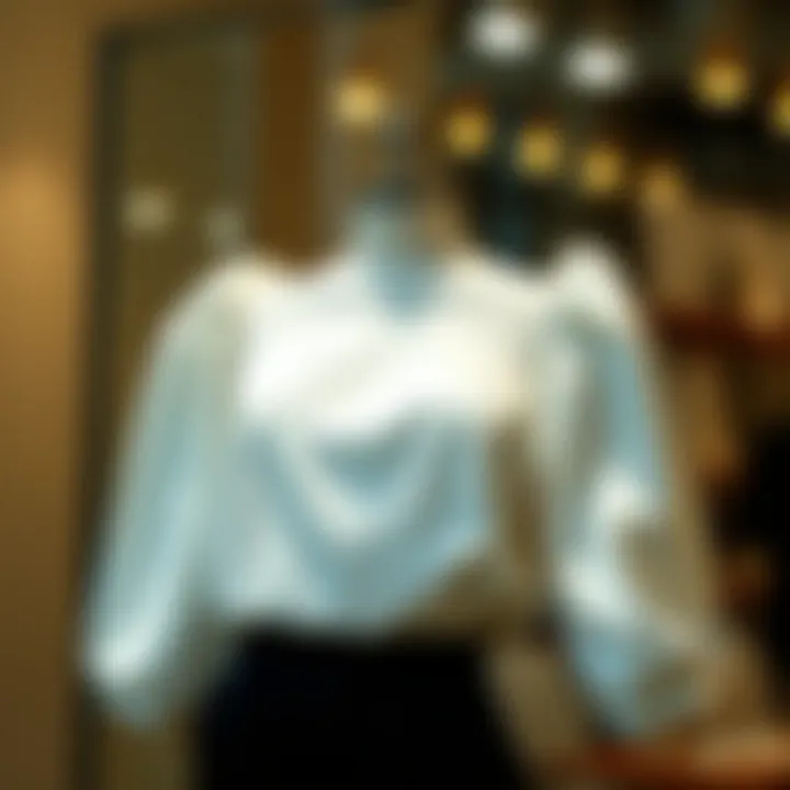 Trendy Blouses on Display Trendy gathered shoulder blouses showcased on a model