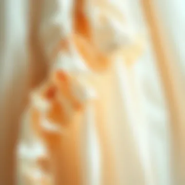Close-up of intricate ruffle details on a tunic fabric