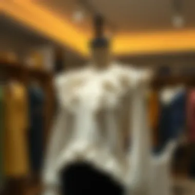 Stylish front-ruffled tunic on a mannequin showcasing elegance