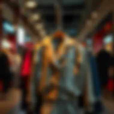 Chic Urban Style: Outlet Jacket Display Elegant outlet jacket displayed in a trendy urban setting