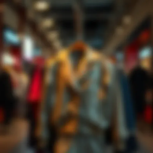 Chic Urban Style: Outlet Jacket Display Elegant outlet jacket displayed in a trendy urban setting