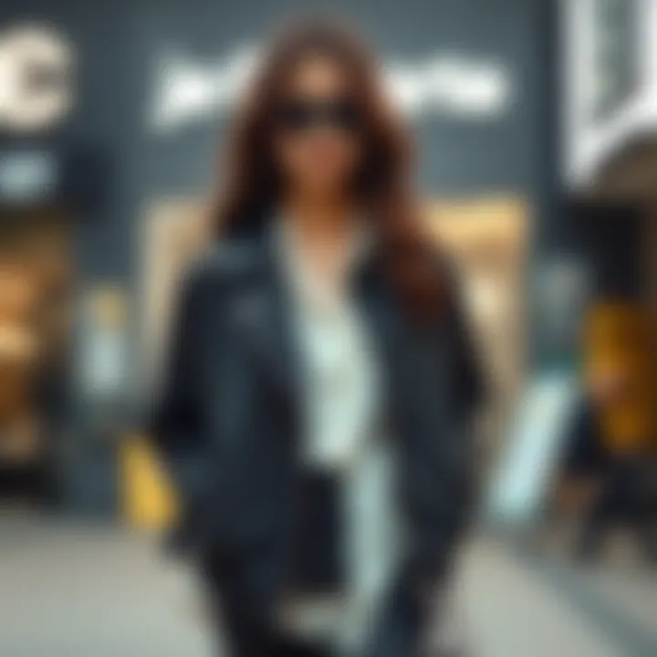 Fashion Ensemble: Outlet Jacket Coordination Stylish outlet jacket paired with a fashionable outfit