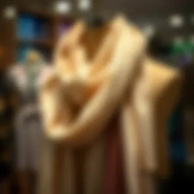 Elegant Cotton Scarf Display A stylish cotton scarf draped elegantly around a mannequin showcasing its texture