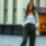 Elegant outfit combination showcasing tailored trousers and a chic blouse.
