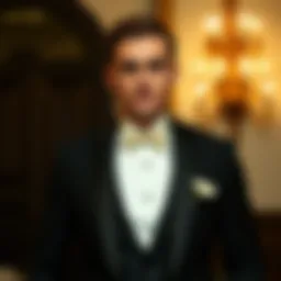 Elegant groom in a bowless tuxedo