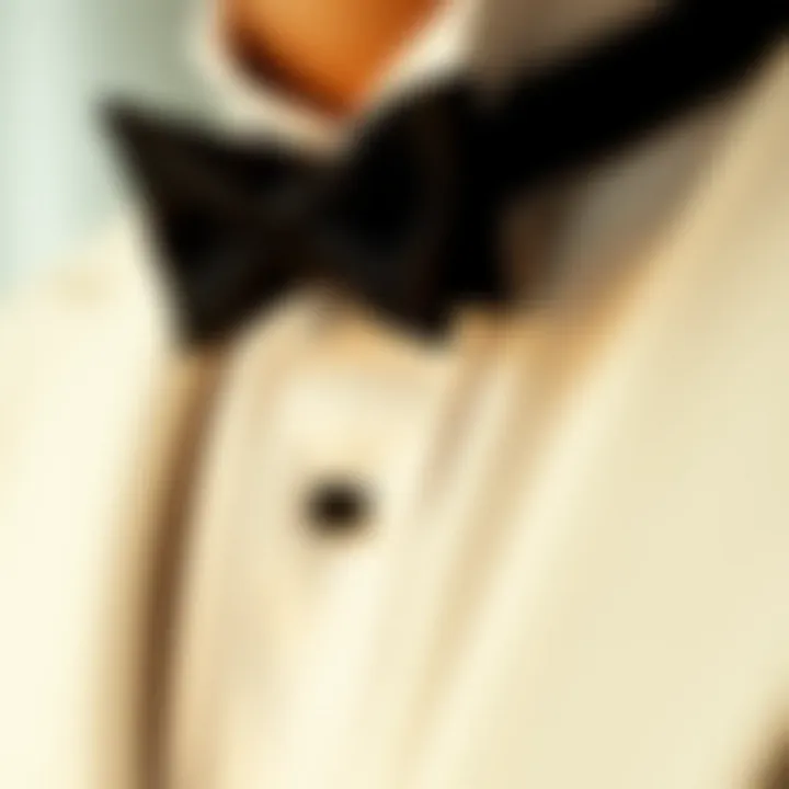 Fabric Matters: Close-Up on Tuxedo Material Close-up of stylish tuxedo fabric