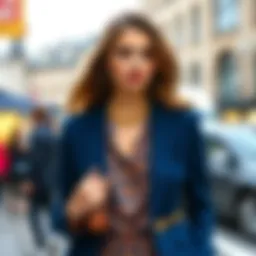 Elegant parlement blue blazer styling with complementary accessories