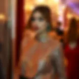 Elegance in Sequins Elegant woman wearing a shimmering sequin blouse at a party