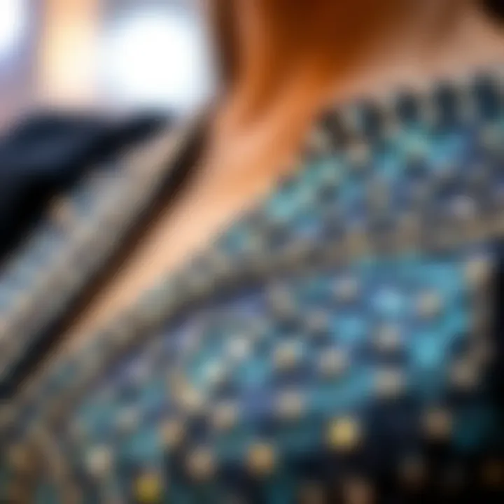 Intricate Sequin Detailing Close-up of intricate sequin detailing on a blouse
