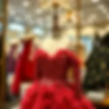 Elegant sequin feather dress on display