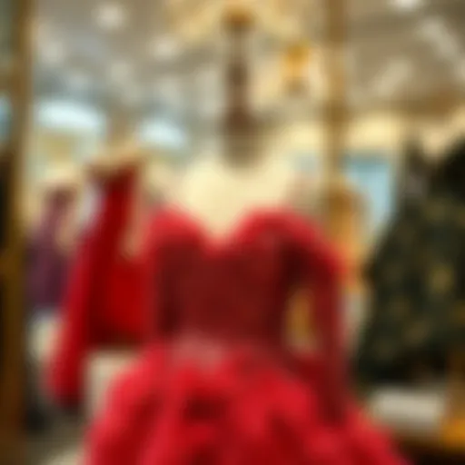 The Essence of Glamour in Sequin Feather Dresses Elegant sequin feather dress on display