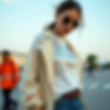 Fashionable combination of sequin top with casual wear