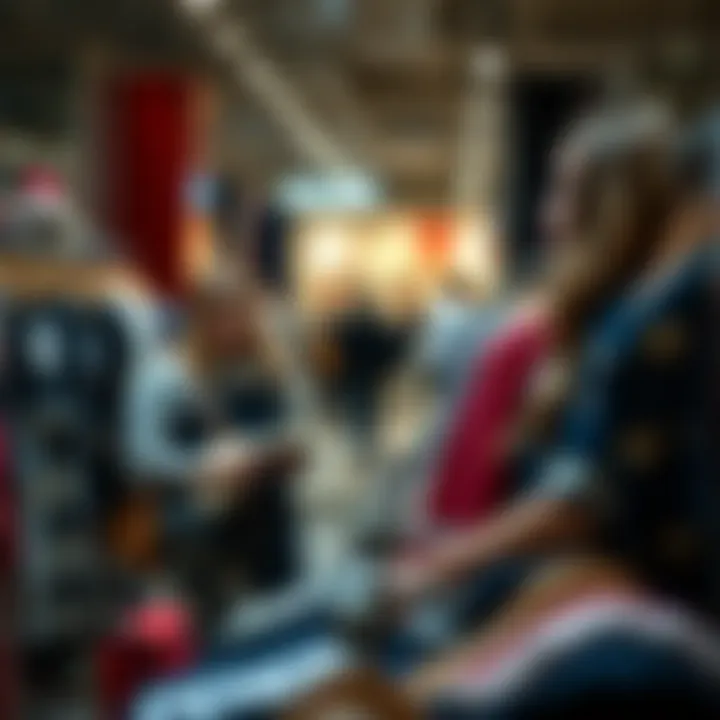 Customer reviewing fashion items in a Pendik store