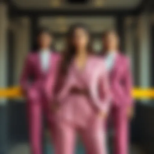 Contemporary Elegance in Pleated Suits Elegant pleated suit ensemble showcasing contemporary fashion trends