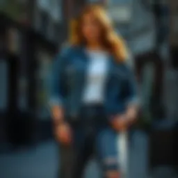 Stylish plus-size denim jacket outfit