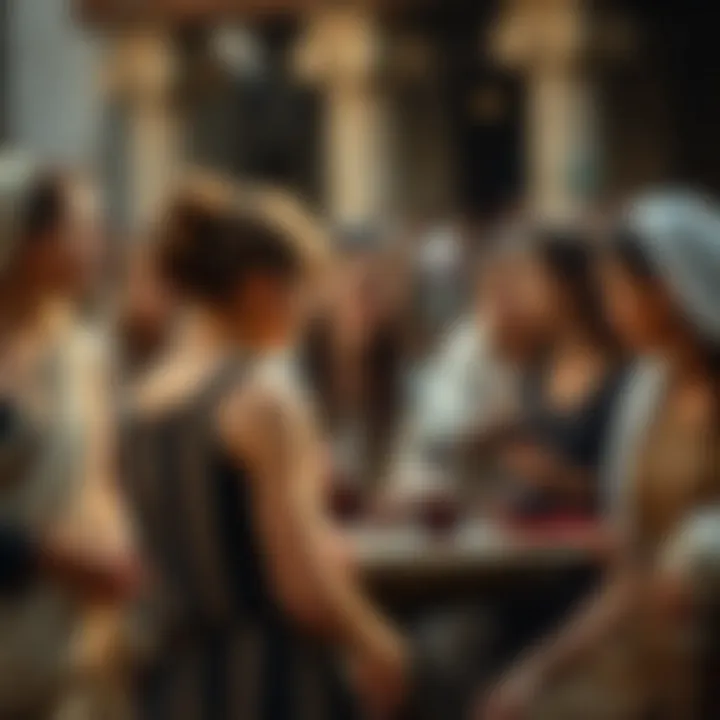 Social Dynamics Among Roman Women Depiction of a gathering where Roman women engage in social activities