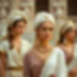 Illustration depicting Roman women in traditional attire
