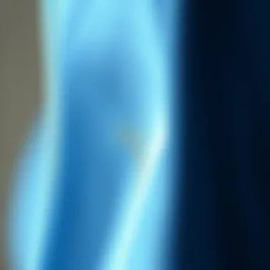 Close-up of fabric texture in saks blue outfit