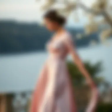 A Vision of Elegance Elegant satin dress in a serene setting