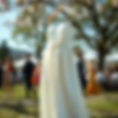 Satin Dress in a Spring Outdoor Celebration Satin dress showcased in a spring outdoor event