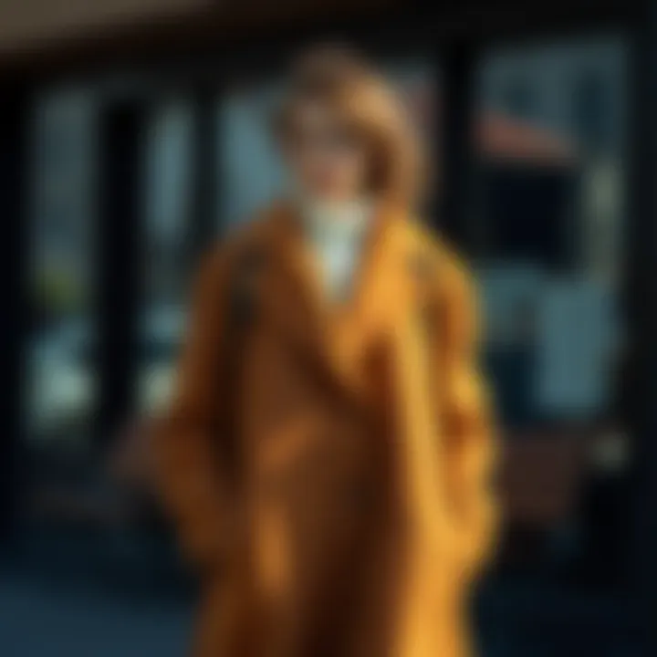 Brown Coat in Seasonal Lookbook Brown coat showcased in a seasonal fashion lookbook