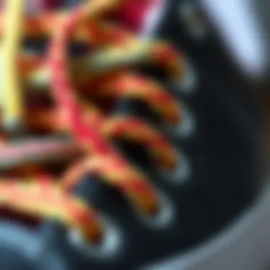 Texture and Design of Colorful Shoelaces Close-up of colorful shoelaces showcasing texture and design