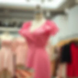 Elegant short pink dress on a mannequin