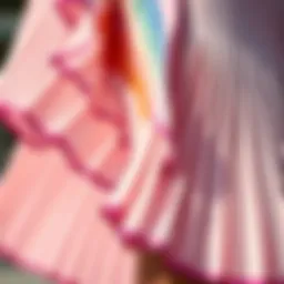 A stylish close-up of a pleated skirt showcasing intricate details