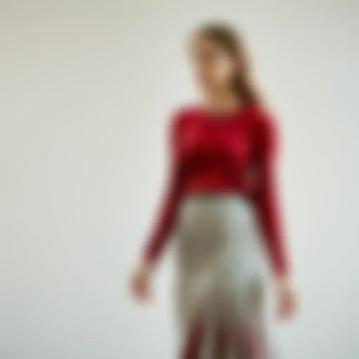 Modern Ensemble with a Pleated Skirt A modern outfit featuring a pleated skirt paired with a chic top