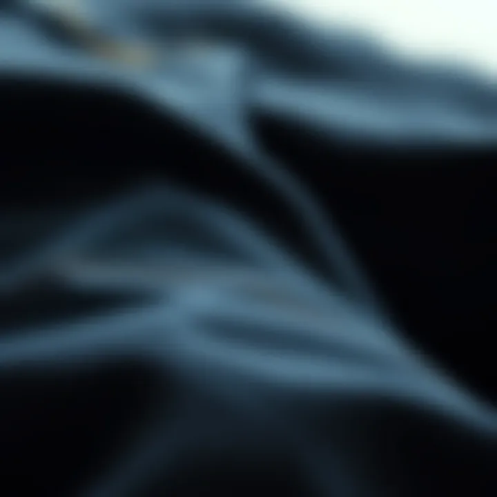 Close-up of fabric texture of black wide-leg denim