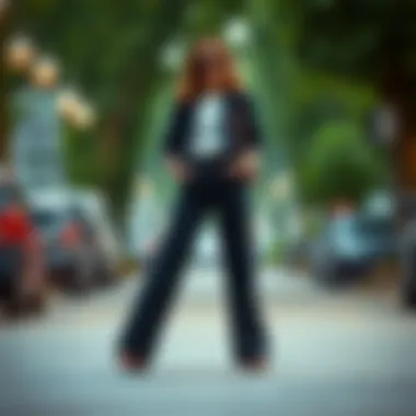 Fashionable outfit combination featuring black wide-leg denim