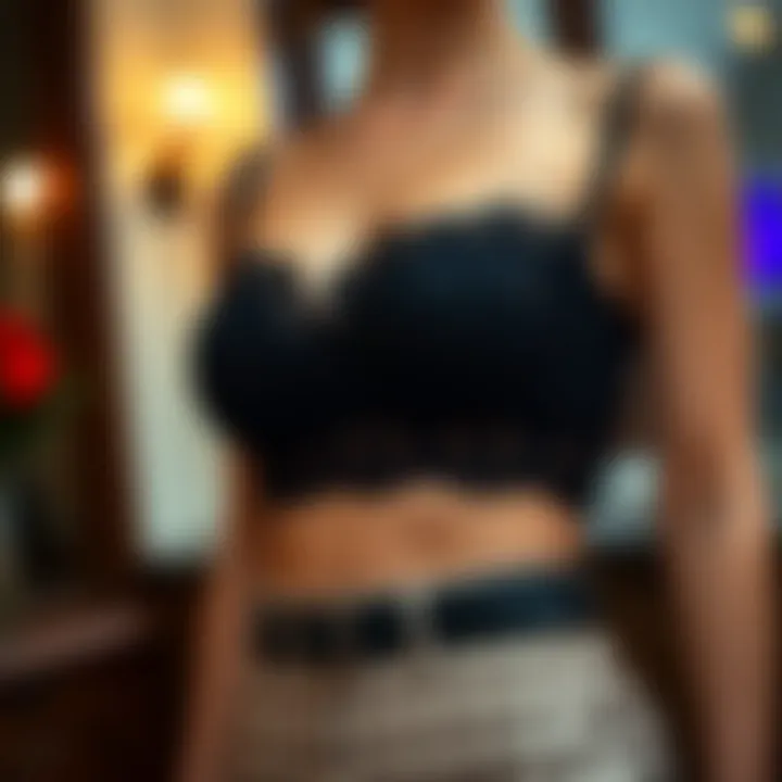 Stylish Outfit with Black Lace Bustier Stylish outfit featuring a black lace bustier