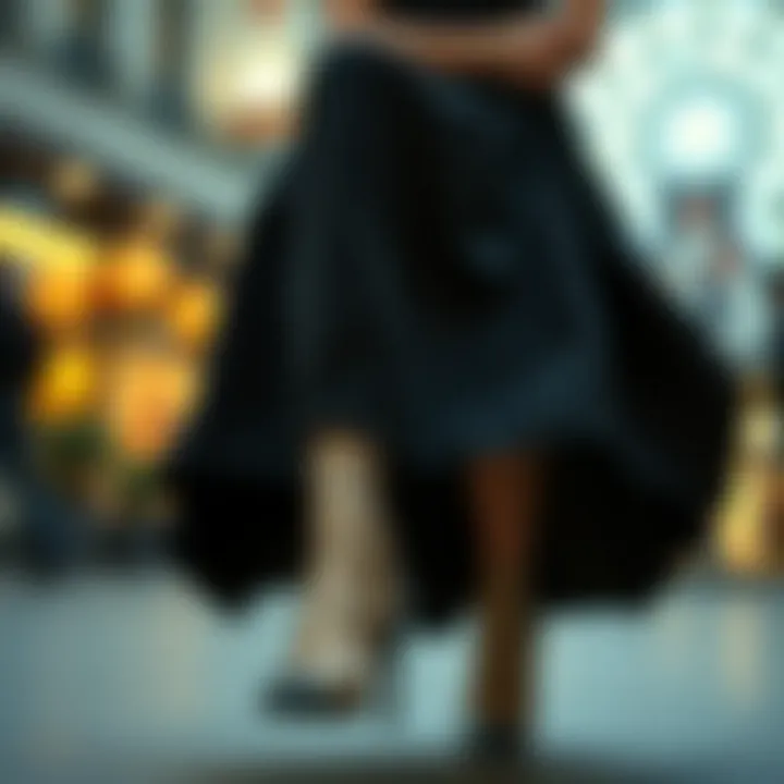 Sophisticated black dress styled with metallic socks.