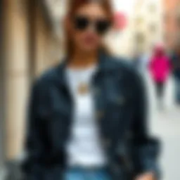 Stylish black denim shirt paired with chic accessories