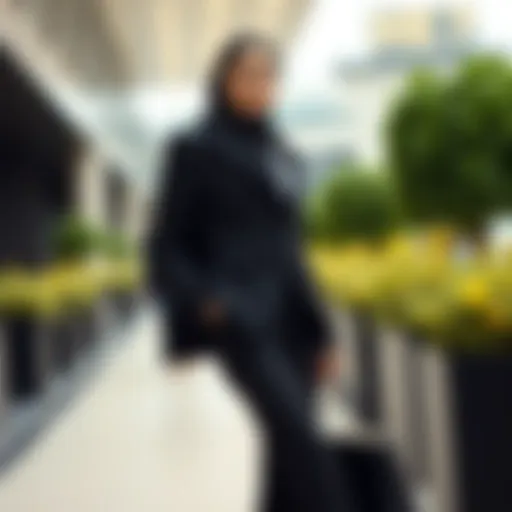 Elegant black trousers suit suitable for modest fashion.