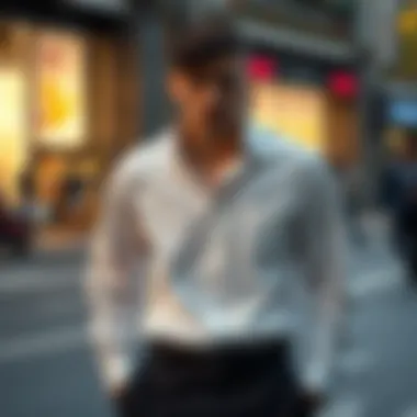 Fashion Ensemble with Slim Shirt A fashionable ensemble featuring a slim shirt.