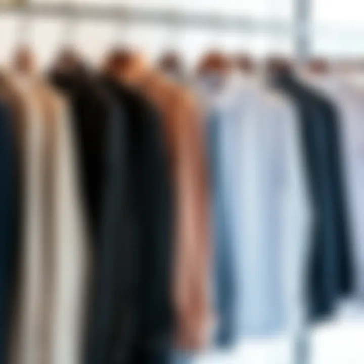 Variety of Slim Shirt Styles Different styles of slim shirts displayed on hangers.