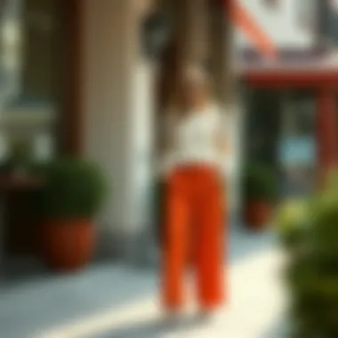 Seasonal Styling with Salmon Pants Seasonal outfits featuring salmon pants