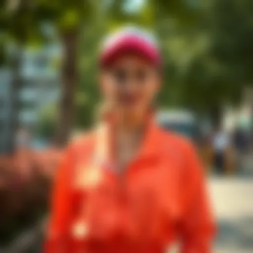 Vibrant Sports Outfit Inspiration A stylish woman wearing a vibrant sports outfit, exuding confidence and grace.