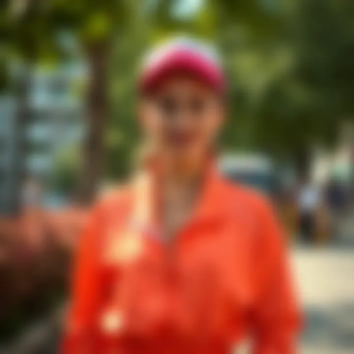 Vibrant Sports Outfit Inspiration A stylish woman wearing a vibrant sports outfit, exuding confidence and grace.