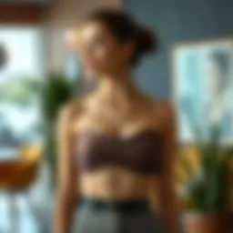 Elegant strapless crop top in a modern setting