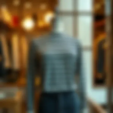 Stylish striped long-sleeve shirt on a mannequin showcasing vintage fashion