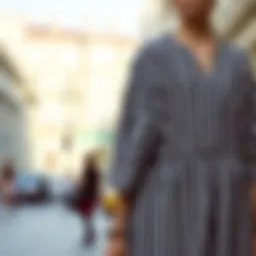 Elegant striped tunic showcasing modern fashion design