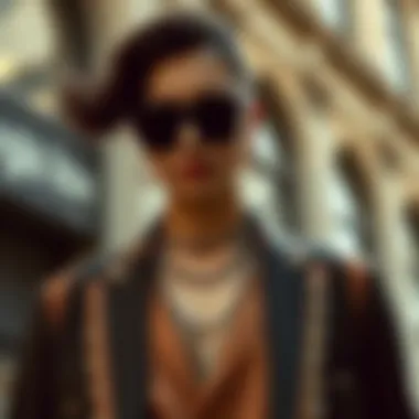 Stylish outfit combination featuring a chain-linked suit