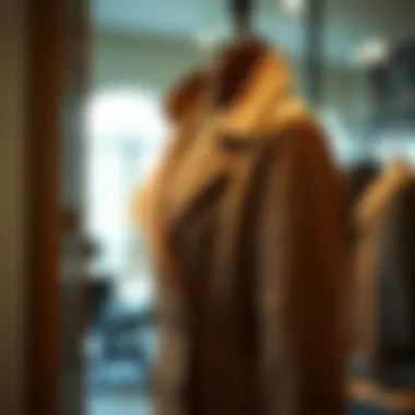 Elegant suede coat draped stylishly on a mannequin